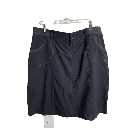 KUHL Women's Gray Tennis Hiking Cargo Skort Size 12 Blue Accents Pockets Stretch - Picture 1 of 7